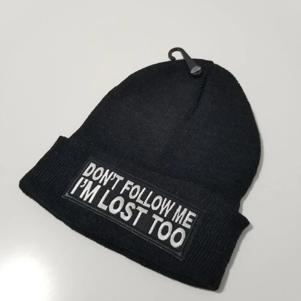 NEW Toddler DON'T FOLLOW ME I'M‎ LOST TOO Beanie Color Black Toddler Size OS